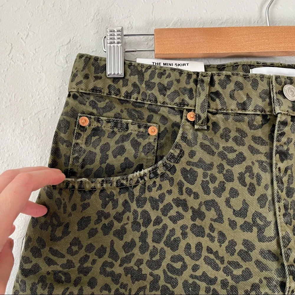 NWT Zara Leopard Print Mini Skirt Green M - Picture 7 of 15